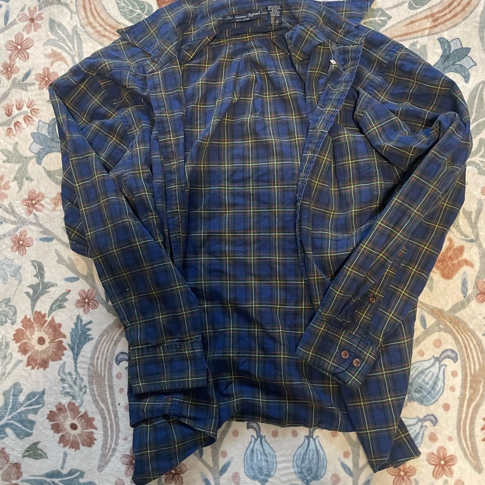 Oxford Blue and Yellow Plaid Button Down Shirt